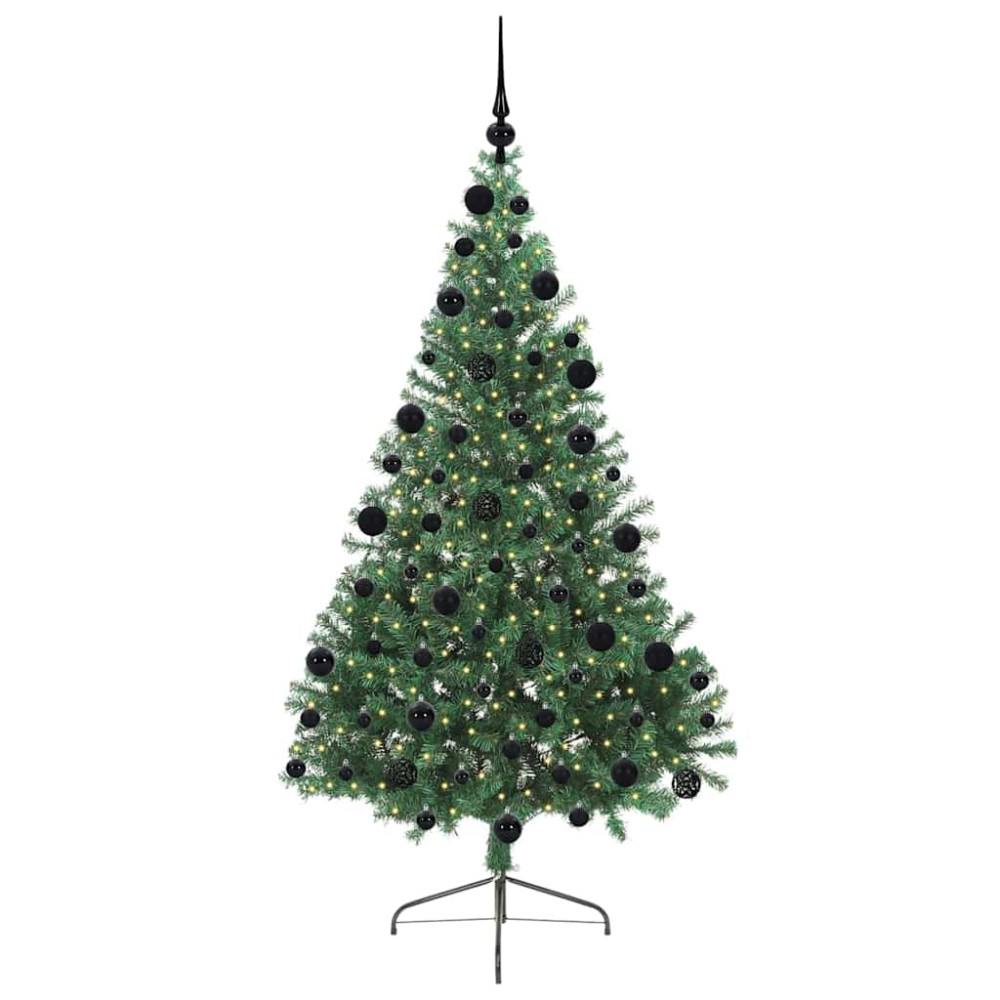 Produktbild för Konstgjord Förbelyst Julgran med 300 LED-lampor Grön 210 cm PVC