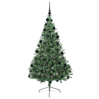 Produktbild för Konstgjord Förbelyst Julgran med 300 LED-lampor Grön 210 cm PVC