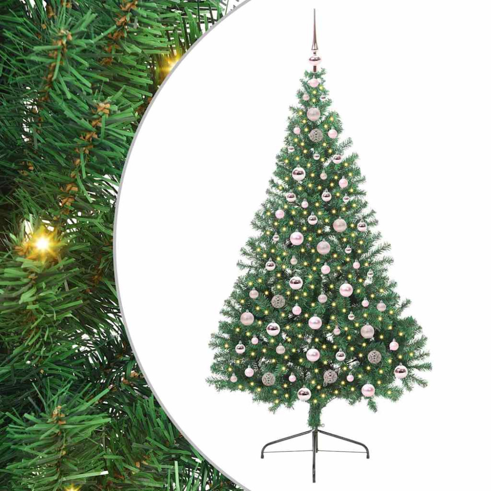 Produktbild för Konstgjord Förbelyst Julgran med 300 LED-lampor Grön 210 cm PVC