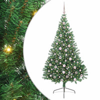 Produktbild för Konstgjord Förbelyst Julgran med 300 LED-lampor Grön 210 cm PVC