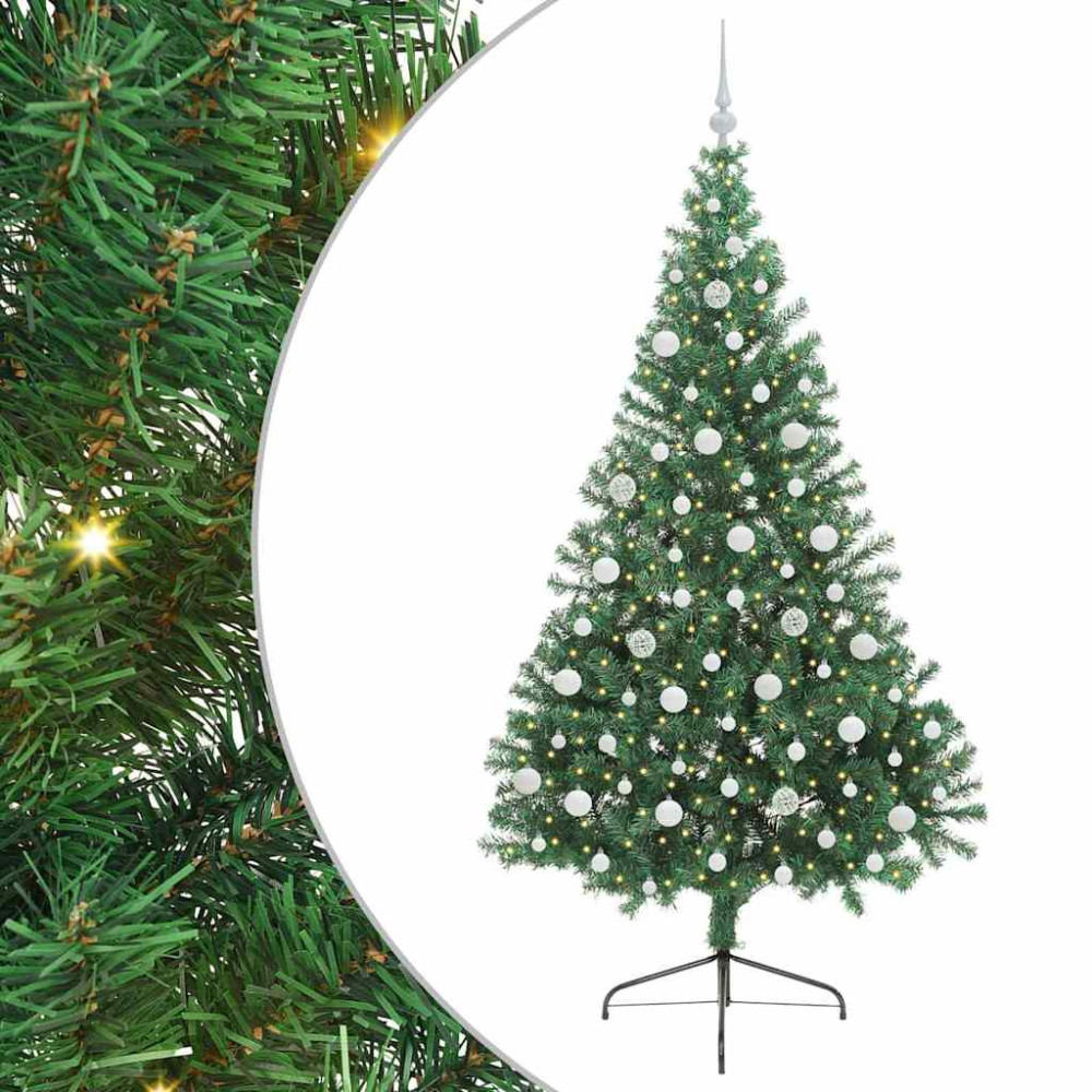 Produktbild för Konstgjord Förbelyst Julgran med 300 LED-lampor Grön 210 cm PVC
