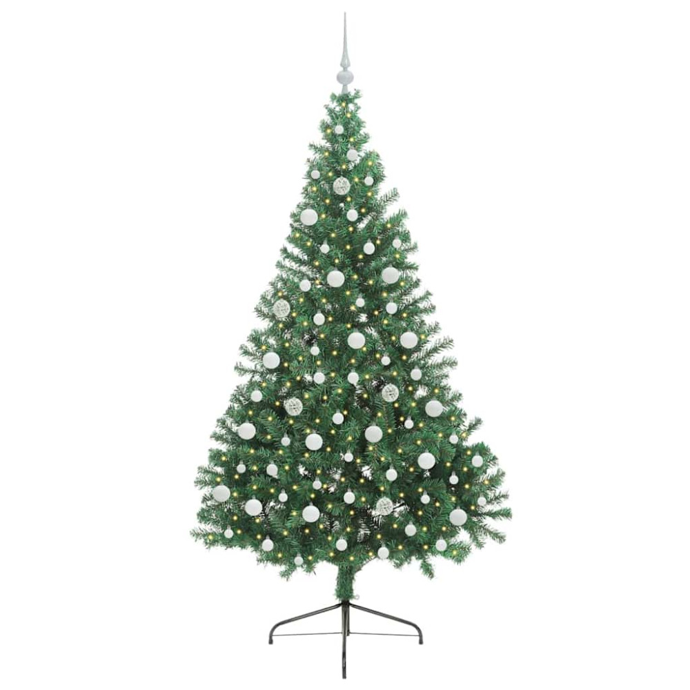 Produktbild för Konstgjord Förbelyst Julgran med 300 LED-lampor Grön 210 cm PVC