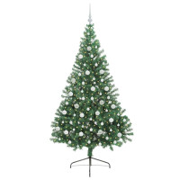 Produktbild för Konstgjord Förbelyst Julgran med 300 LED-lampor Grön 210 cm PVC