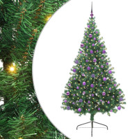 Produktbild för Konstgjord Förbelyst Julgran med 300 LED-lampor Grön 210 cm PVC