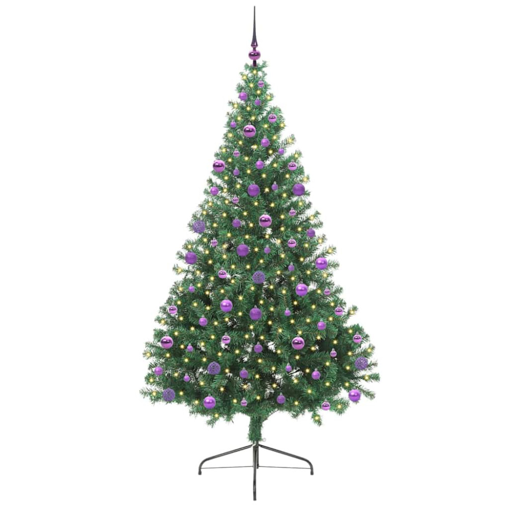 Produktbild för Konstgjord Förbelyst Julgran med 300 LED-lampor Grön 210 cm PVC