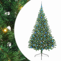 Produktbild för Konstgjord Förbelyst Julgran med 300 LED-lampor Grön 210 cm PVC