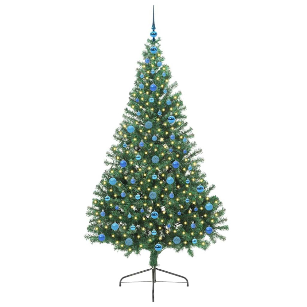 Produktbild för Konstgjord Förbelyst Julgran med 300 LED-lampor Grön 210 cm PVC