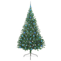 Produktbild för Konstgjord Förbelyst Julgran med 300 LED-lampor Grön 210 cm PVC