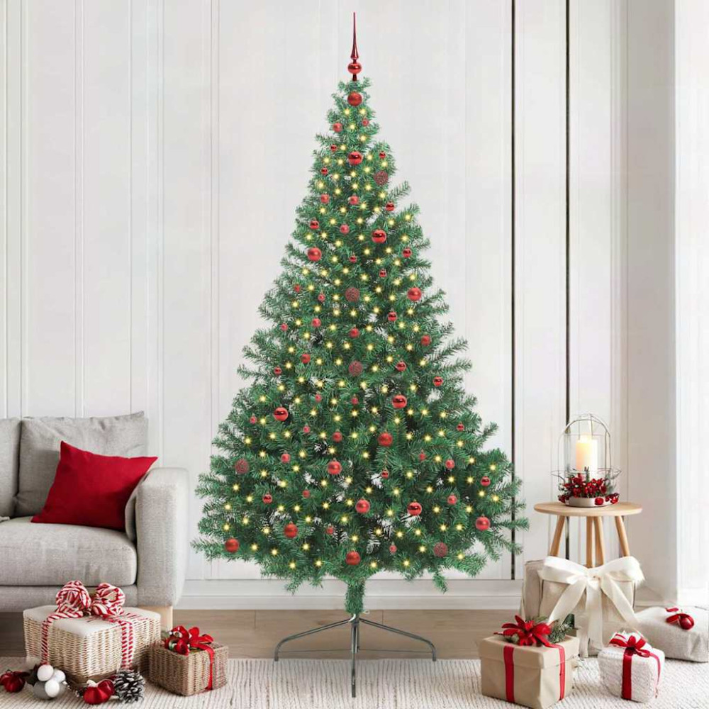 Produktbild för Konstgjord Förbelyst Julgran med 300 LED-lampor Grön 240 cm PVC