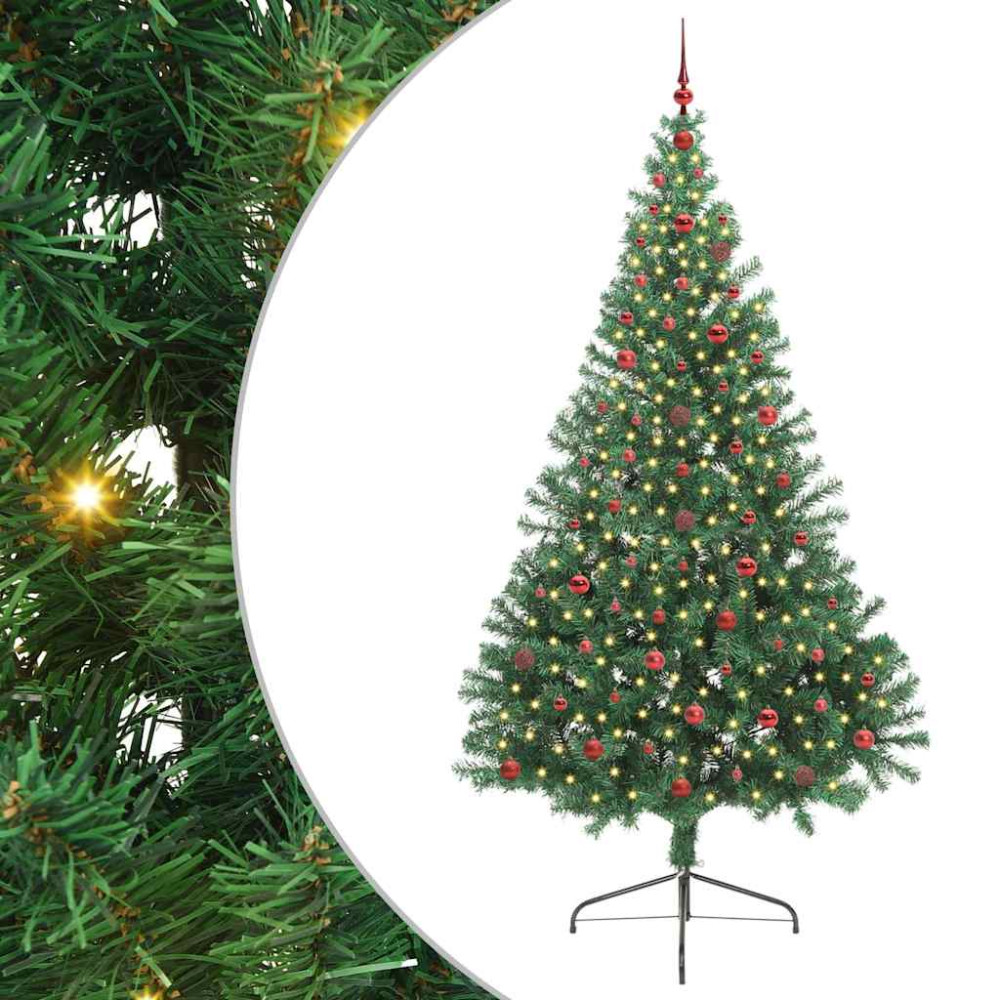 Produktbild för Konstgjord Förbelyst Julgran med 300 LED-lampor Grön 240 cm PVC