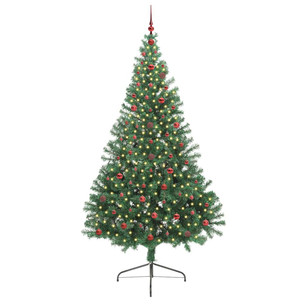 Produktbild för Konstgjord Förbelyst Julgran med 300 LED-lampor Grön 240 cm PVC