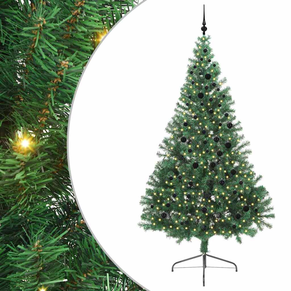 Produktbild för Konstgjord Förbelyst Julgran med 300 LED-lampor Grön 240 cm PVC