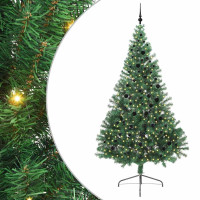 Produktbild för Konstgjord Förbelyst Julgran med 300 LED-lampor Grön 240 cm PVC