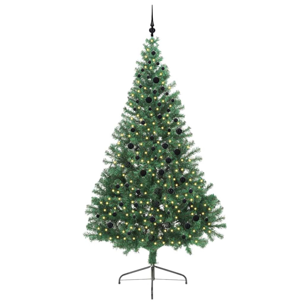 Produktbild för Konstgjord Förbelyst Julgran med 300 LED-lampor Grön 240 cm PVC