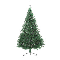 Produktbild för Konstgjord Förbelyst Julgran med 300 LED-lampor Grön 240 cm PVC