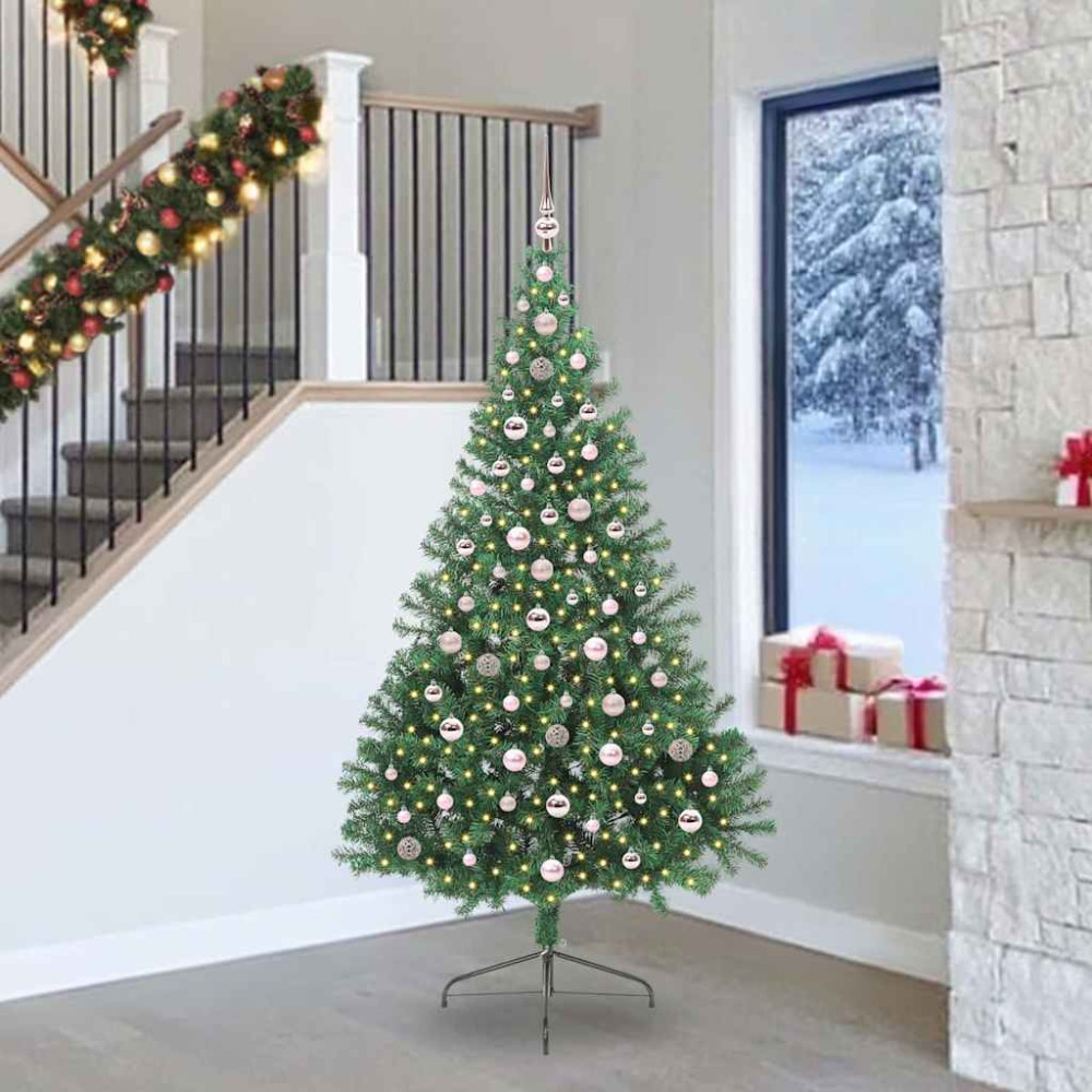 Produktbild för Konstgjord Förbelyst Julgran med 300 LED-lampor Grön 240 cm PVC