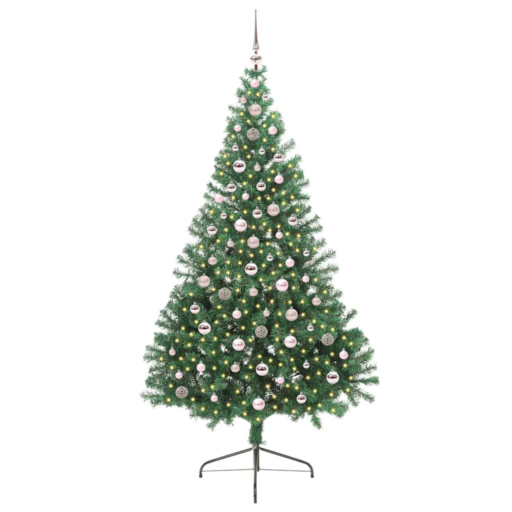 Produktbild för Konstgjord Förbelyst Julgran med 300 LED-lampor Grön 240 cm PVC