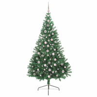 Produktbild för Konstgjord Förbelyst Julgran med 300 LED-lampor Grön 240 cm PVC