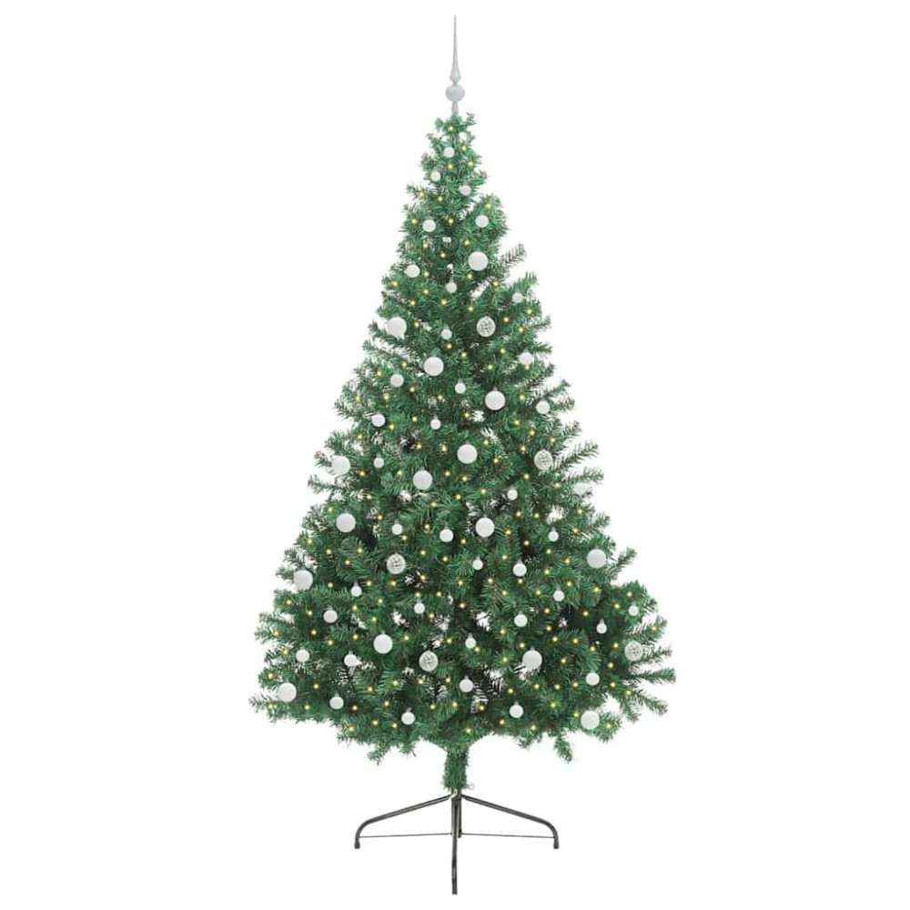 Produktbild för Konstgjord Förbelyst Julgran med 300 LED-lampor Grön 240 cm PVC