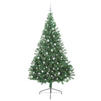 Produktbild för Konstgjord Förbelyst Julgran med 300 LED-lampor Grön 240 cm PVC