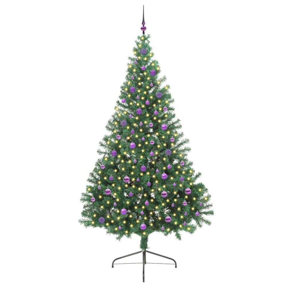Produktbild för Konstgjord Förbelyst Julgran med 300 LED-lampor Grön 240 cm PVC