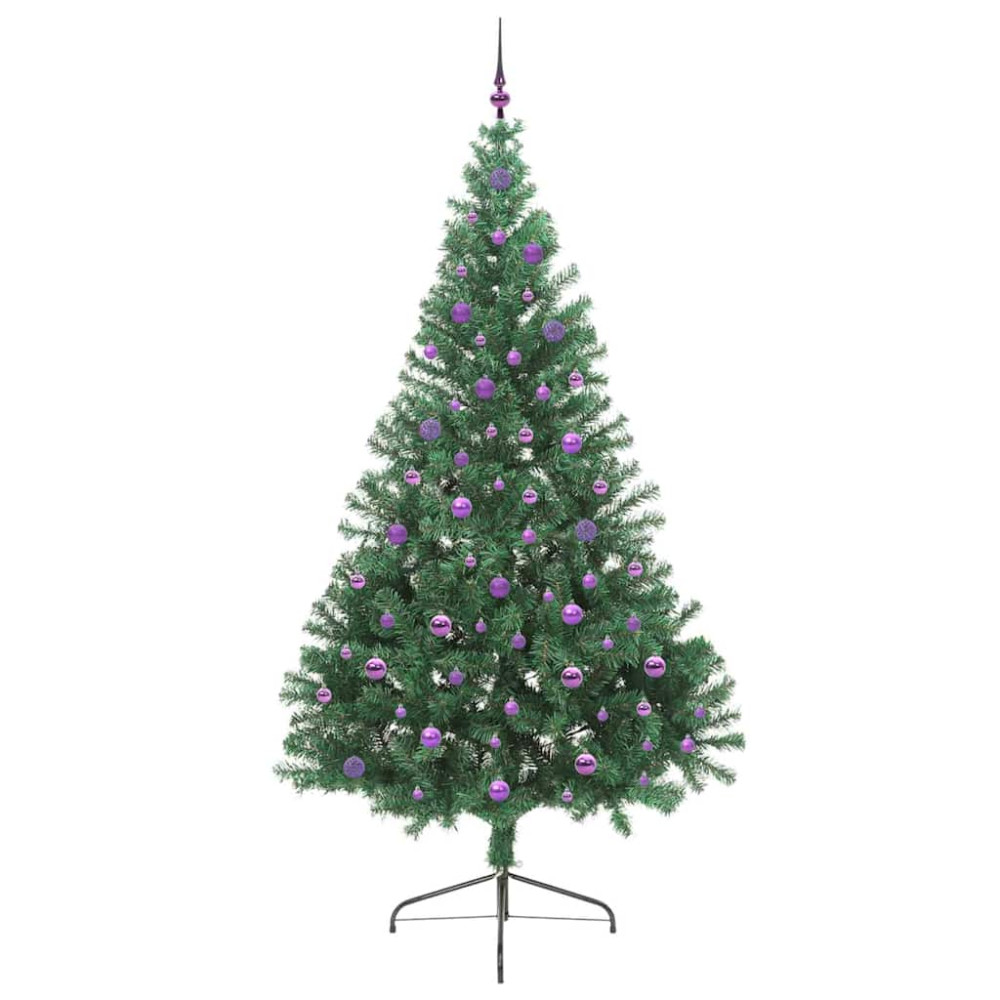 Produktbild för Konstgjord Förbelyst Julgran med 300 LED-lampor Grön 240 cm PVC