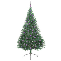 Produktbild för Konstgjord Förbelyst Julgran med 300 LED-lampor Grön 240 cm PVC