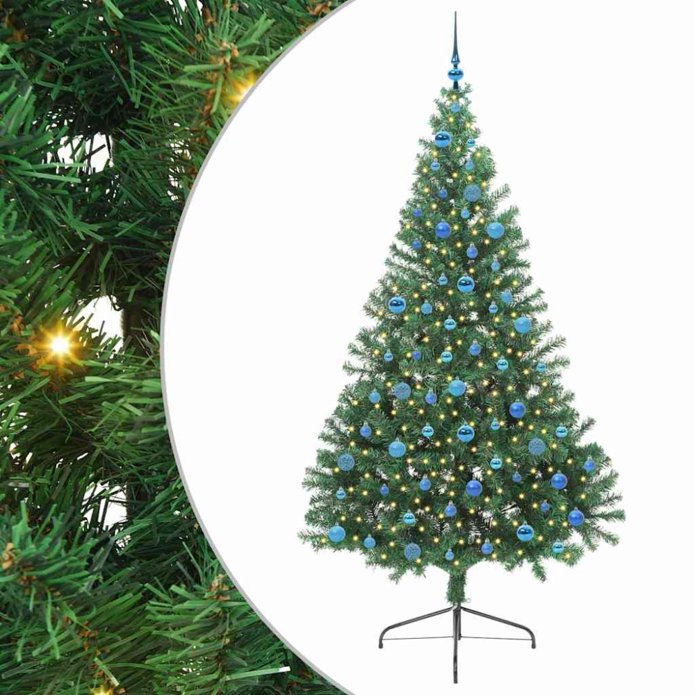 Produktbild för Konstgjord Förbelyst Julgran med 300 LED-lampor Grön 240 cm PVC