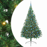Produktbild för Konstgjord Förbelyst Julgran med 300 LED-lampor Grön 240 cm PVC
