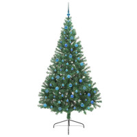Produktbild för Konstgjord Förbelyst Julgran med 300 LED-lampor Grön 240 cm PVC