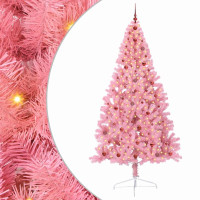 Produktbild för Konstgjord Förbelyst Julgran med 300 LED-lampor Rosa 240 cm PVC