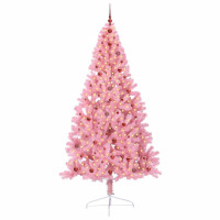 Produktbild för Konstgjord Förbelyst Julgran med 300 LED-lampor Rosa 240 cm PVC