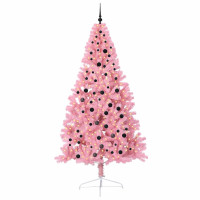 Produktbild för Konstgjord Förbelyst Julgran med 300 LED-lampor Rosa 240 cm PVC