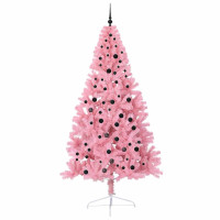 Produktbild för Konstgjord Förbelyst Julgran med 300 LED-lampor Rosa 240 cm PVC