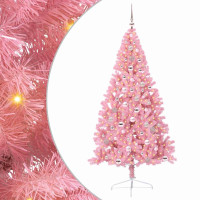 Produktbild för Konstgjord Förbelyst Julgran med 300 LED-lampor Rosa 240 cm PVC
