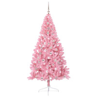 Produktbild för Konstgjord Förbelyst Julgran med 300 LED-lampor Rosa 240 cm PVC