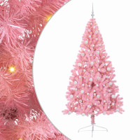 Produktbild för Konstgjord Förbelyst Julgran med 300 LED-lampor Rosa 240 cm PVC
