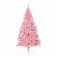 Produktbild för Konstgjord Förbelyst Julgran med 300 LED-lampor Rosa 240 cm PVC
