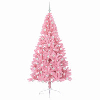 Produktbild för Konstgjord Förbelyst Julgran med 300 LED-lampor Rosa 240 cm PVC