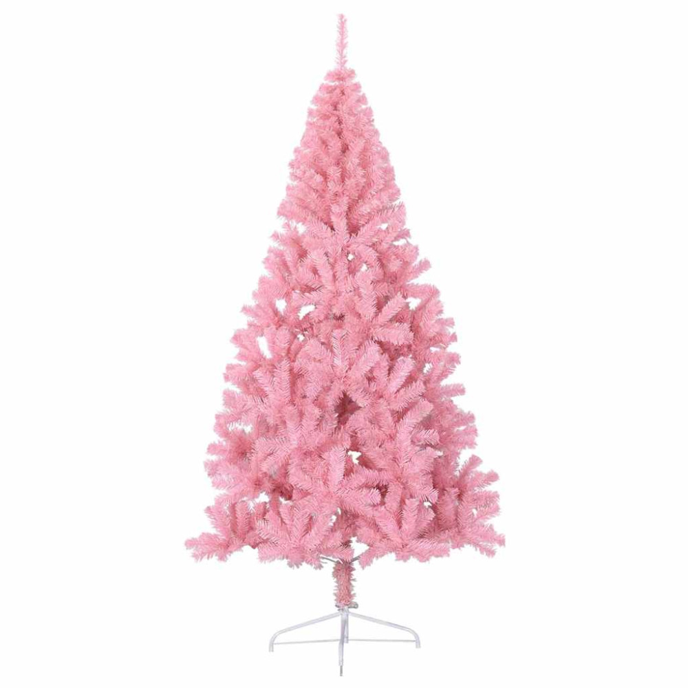 Produktbild för Konstgjord Förbelyst Julgran med 300 LED-lampor Rosa 240 cm PVC