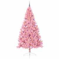 Produktbild för Konstgjord Förbelyst Julgran med 300 LED-lampor Rosa 240 cm PVC