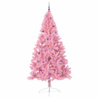 Produktbild för Konstgjord Förbelyst Julgran med 300 LED-lampor Rosa 240 cm PVC
