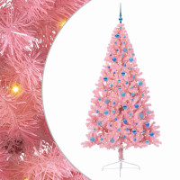 Produktbild för Konstgjord Förbelyst Julgran med 300 LED-lampor Rosa 240 cm PVC