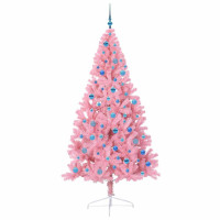Produktbild för Konstgjord Förbelyst Julgran med 300 LED-lampor Rosa 240 cm PVC