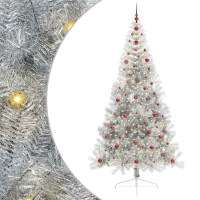 Produktbild för Konstgjord Förbelyst Julgran Silver 240 cm PET