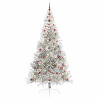 Produktbild för Konstgjord Förbelyst Julgran Silver 240 cm PET