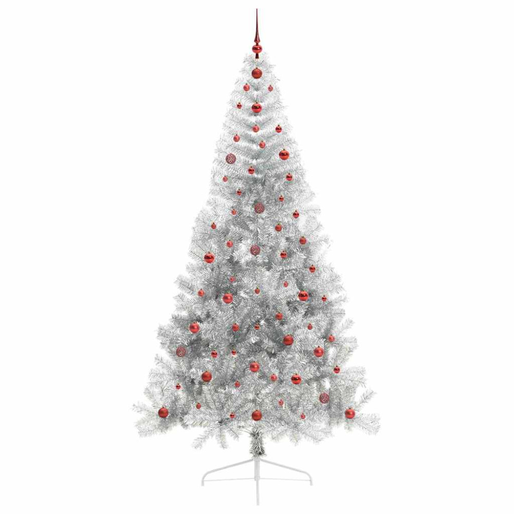 Produktbild för Konstgjord Förbelyst Julgran Silver 240 cm PET