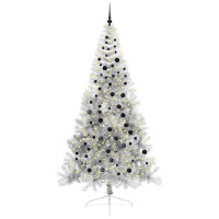Produktbild för Konstgjord Förbelyst Julgran Silver 240 cm PET