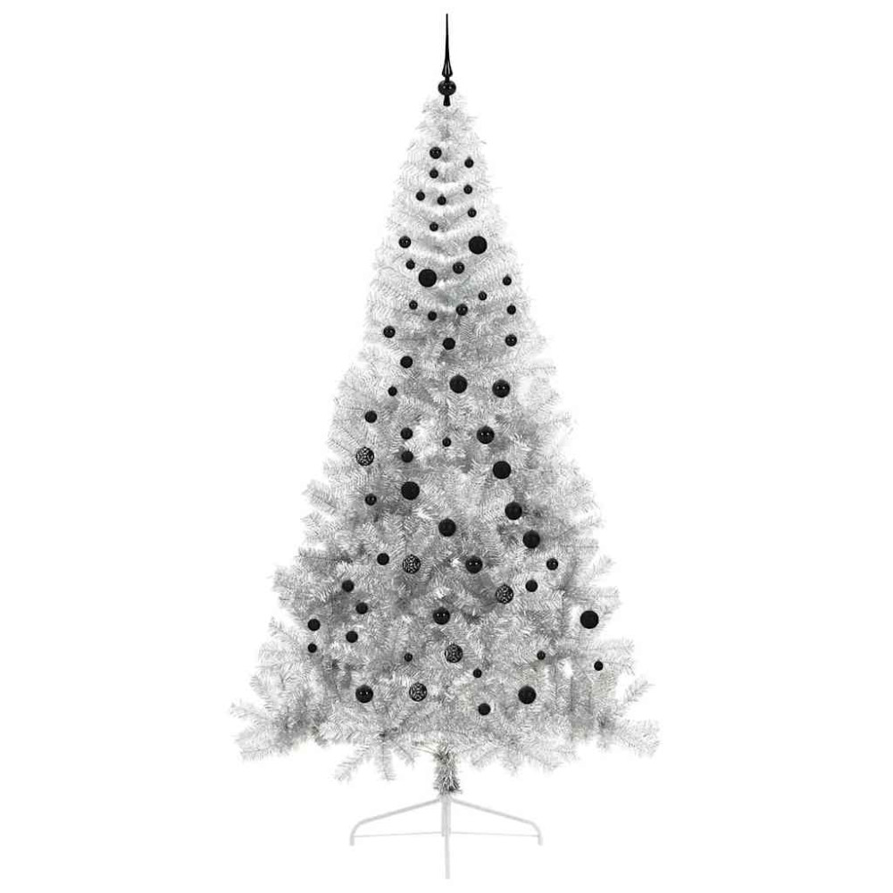 Produktbild för Konstgjord Förbelyst Julgran Silver 240 cm PET