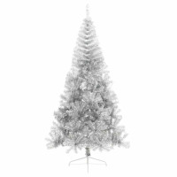 Produktbild för Konstgjord Förbelyst Julgran Silver 240 cm PET